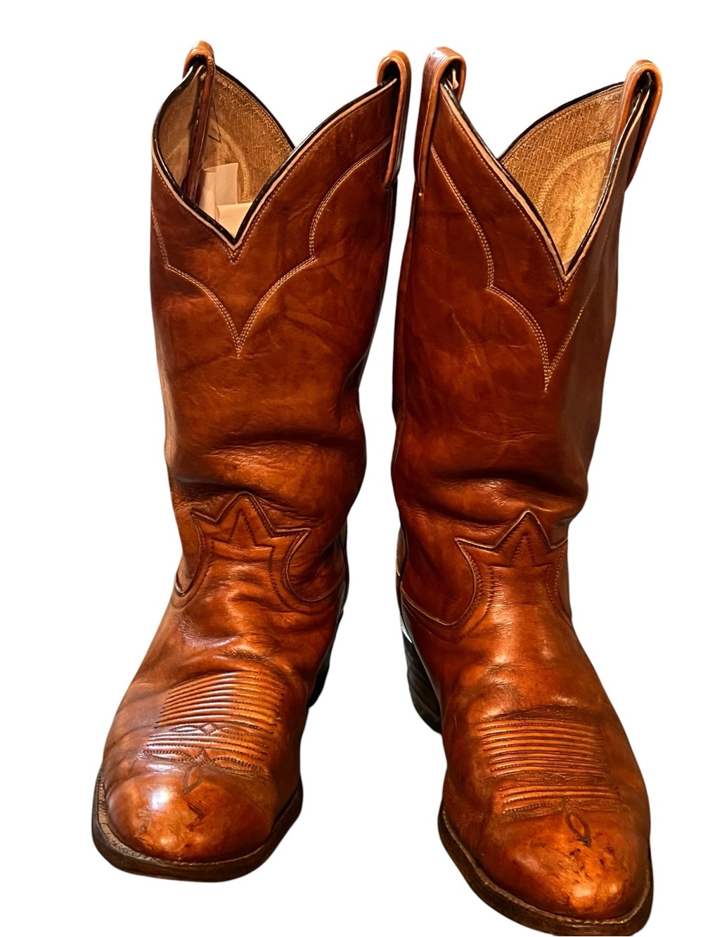 Tony Lama Tan Leather Cowboy Boots